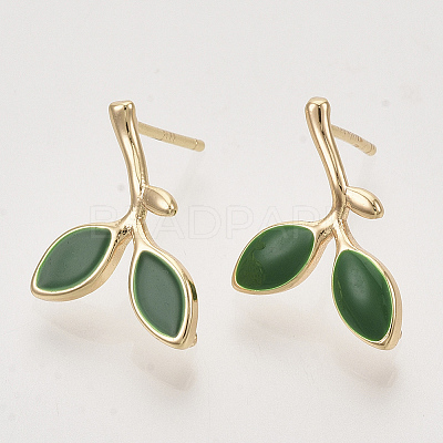 Brass Enamel Stud Earring Findings X-KK-T050-63G-NF-1