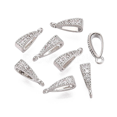 Brass Micro Pave Clear Cubic Zirconia Pendant Bails KK-G542-03S-1