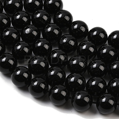 Natural Black Tourmaline Beads Strands G-E444-27-12mm-1