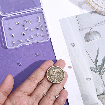 28Pcs Brass Crimp Beads FIND-BBC0005-08S-1