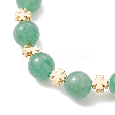 Natural Green Aventurine & Brass Beaded Bracelets for Women BJEW-JB12942-01-1