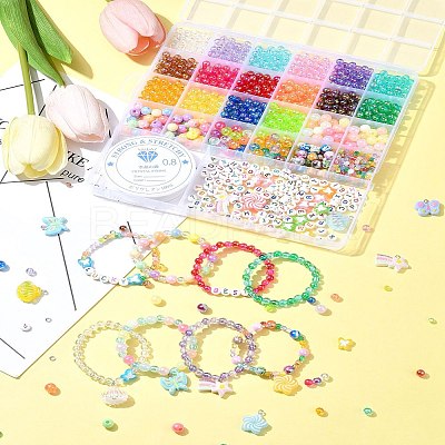 DIY Round & Flat Round with Letters Acrylic & Resin Bracelets Jewelry Making Kits DIY-FS0007-44-1