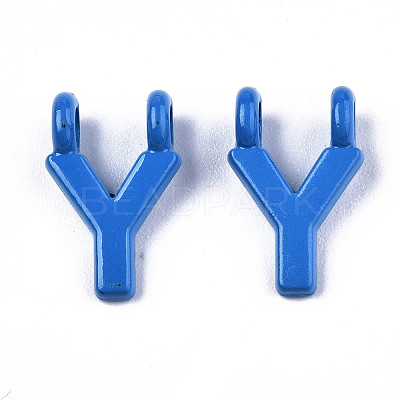Spray Painted Alloy 2-Loop Link Pendants PALLOY-T075-48Y-RS-1