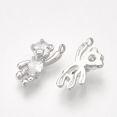 Brass Cubic Zirconia Charms X-KK-T035-117P-1
