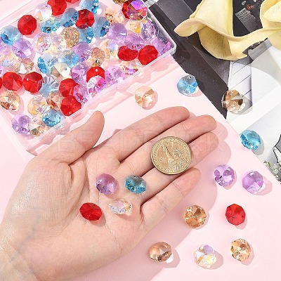 75Pcs 5 Colors Electroplate Glass Links Connectors EGLA-YW0005-08-1