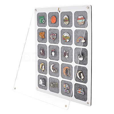 20 Grids Rectangle Felt Wall Mounted Brooch Organizer Display Stands ODIS-WH0038-97-1