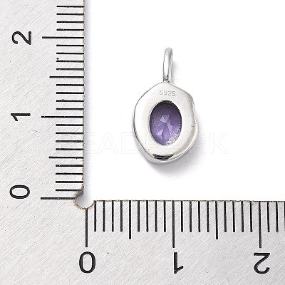 925 Sterling Silver Cubic Zirconia Oval Charms STER-S006-01S-F-1