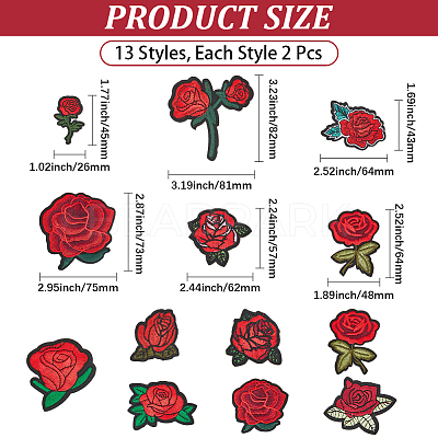 26Pcs 3 Styles Polyester Clothing Patches PATC-CY0001-52-1