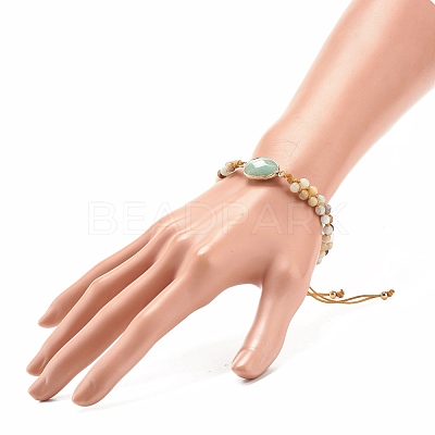 Teardrop Natural Green Aventurine Braided Bead Bracelet BJEW-JB08116-03-1