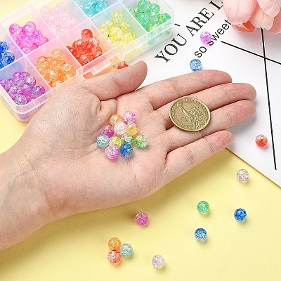 200Ps 10 Colors Transparent Crackle Acrylic Beads CACR-YW0001-1