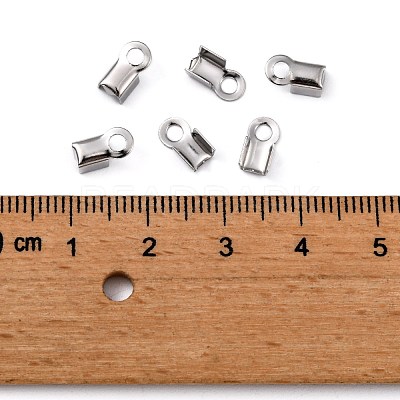 Tarnish Resistant 304 Stainless Steel Fold Over Crimp Cord Ends X-STAS-M009-01B-1