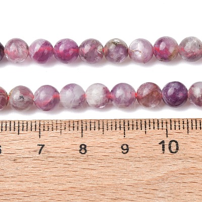 Natural Lepidolite/Purple Mica Stone Beads Strands G-B133-A01-6MM-1