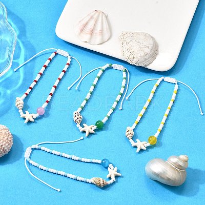 4Pcs Glass Seed Beads Braided Bead Bracelets for Men Women BJEW-TA00648-1