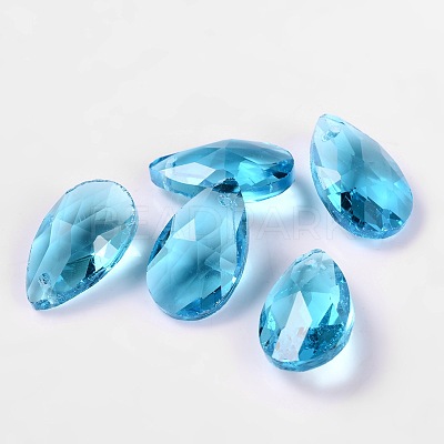Faceted Teardrop Glass Pendants X-GLAA-O008-B10-1