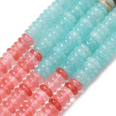 Cherry Quartz Glass & Natural Flower Amazonite & Dyed White Jade Beads Strands X-G-H333-02E-1