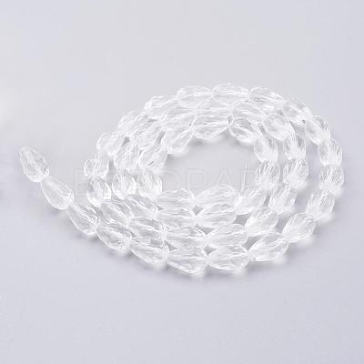 Clear Faceted Glass Teardrop Beads Strands X-GLAA-R024-15x10mm-12-1
