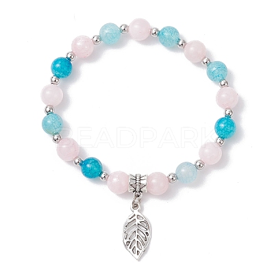 Leaf Alloy Charm Bracelets BJEW-JB12467-03-1