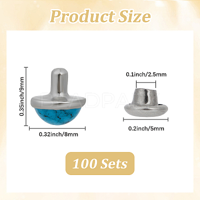 100Pcs Brass with Synthetic Turquoise Rivets KK-CL0001-01A-1