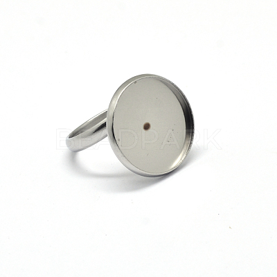 Tarnish Resistant Adjustable 304 Stainless Steel Finger Rings Components STAS-L193-P-18mm-1