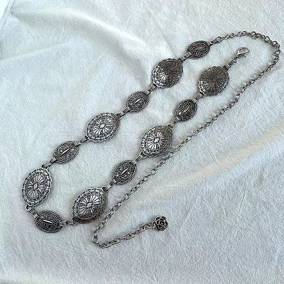 Tibetan Style Zinc Alloy & Iron Oval Link Chain Waist Belly Chains WGB4B33-01-1