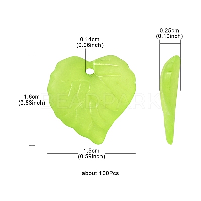 Transparent Frosted Acrylic Leaf Charms FACR-YW0001-06B-1
