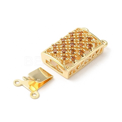 Brass Micro Pave Cubic Zirconia Box Clasps KK-F862-32G-01-1