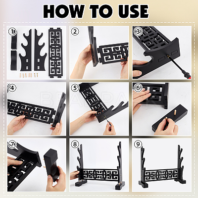 3-Tier MDF Wall Mounted Sword Katana Holder Stands ODIS-WH0030-269B-1
