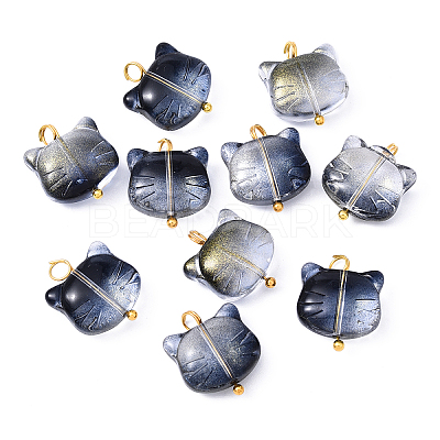 10Pcs Glass Pendants PALLOY-YW00061-02-1