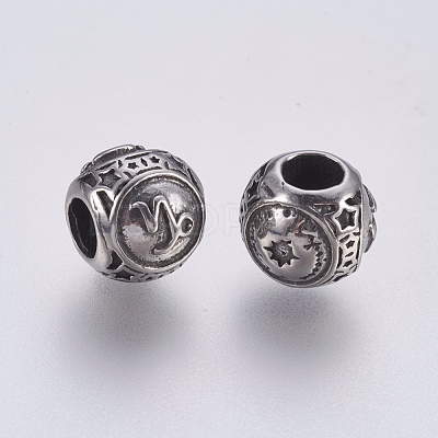 316 Surgical Stainless Steel European Beads STAS-F195-128P-02-1