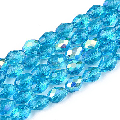 Transparent Electroplate Glass Beads Strands LS-EGLA-N023-6x8mm-A07-1