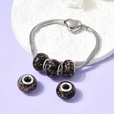 Handmade Lampwork Gold Sand Effect European Large Hole Rondelle Beads LPDL-M013-10-1