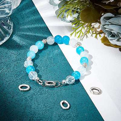 4Pcs 925 Thailand Sterling Silver Spring Gate Rings STER-SC0001-34-1