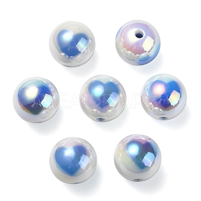 UV Plating Rainbow Iridescent Acrylic Beads OACR-F004-09G-1