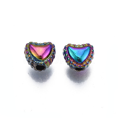 Rack Plating Rainbow Color Alloy Beads PALLOY-S180-341-1
