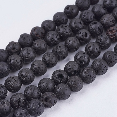 Natural Lava Rock Bead Strands G-R193-18-6mm-1