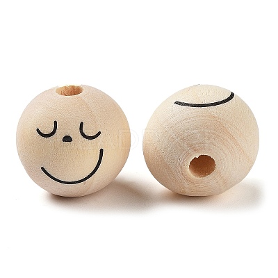 Printed Wood Beads WOOD-M010-01C-1