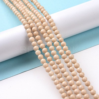 Natural Petrified Wood Round Beads Strands G-P128-49-4mm-1