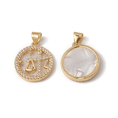 Rack Plating Brass Shell Pendants KK-D087-25G-07-1