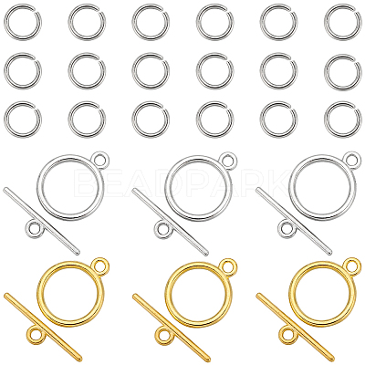 60Pcs 2 Colors Tibetan Style Alloy Toggle Clasps FIND-SC0008-20-1