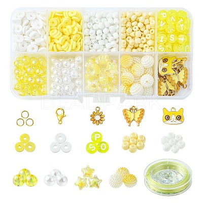 DIY Round Acrylic & Glass Beads Bracelets Jewelry Kits DIY-FS0006-29E-1