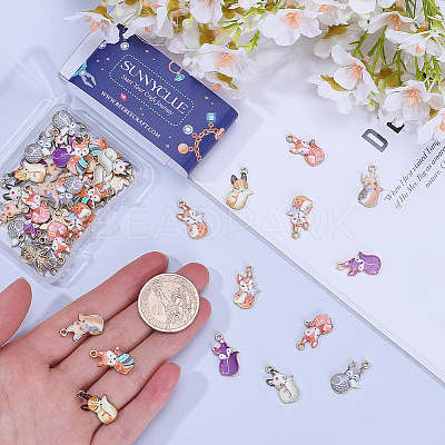 48Pcs 8 Styles Painted Alloy Pendants FIND-SC0010-26-1
