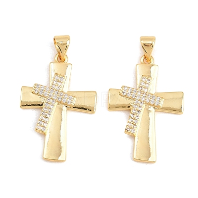 Easter Brass Micro Pave Clear Cubic Zirconia Pendants ZIRC-F148-14G-G-1
