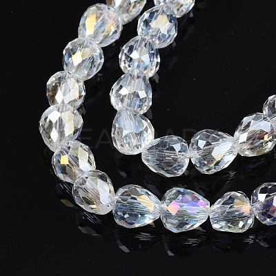 Electroplate Transparent Glass Beads Strands EGLA-N002-26-C03-1