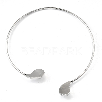 304 Stainless Steel Teardrop Open Cuff Choker Necklaces for Women NJEW-R003-01P-01-1