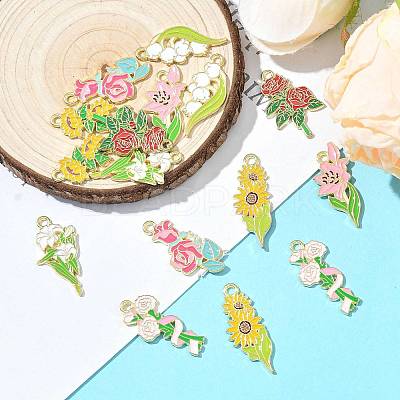 16Pcs 8 Styles Alloy Enamel Pendants ENAM-FS0003-93-1