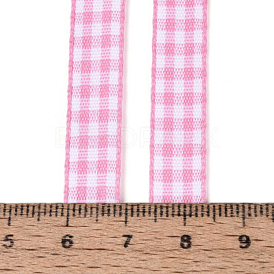 Single Face Plaid Polyester Satin Ribbon SRIB-T009-10G-1