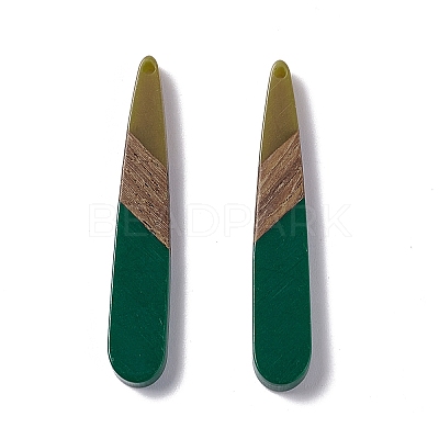 Opaque Resin & Walnut Wood Pendants RESI-M027-12C-1