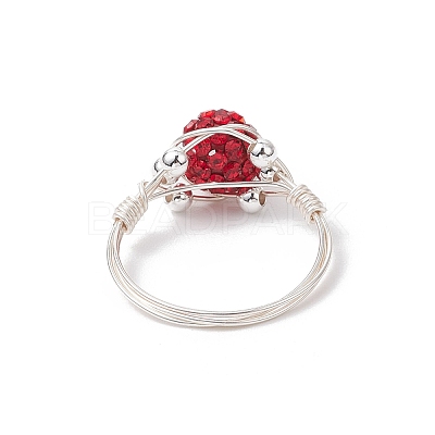 Handmade Polymer Clay Rhinestone Finger Rings for Women RJEW-JR00919-1