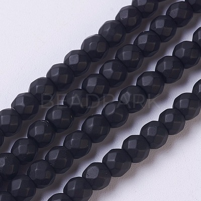 Synthetic Black Stone Beads Strands X-G-C059-4mm-1-1