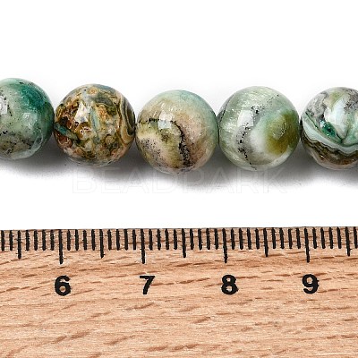 Natural Green Line Jasper Beads Strands X-G-L639-A01-10mm-1